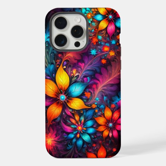 カラフル抽象芸術、花柄 iPhoneケース (裏面)