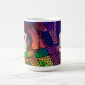 カラフル抽象芸術(質感、パターン、モノグラム付き) コーヒーマグカップ (中央)