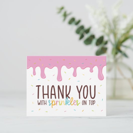 カラフル振りかけるドーナツ ポストカード (スタンド正面)