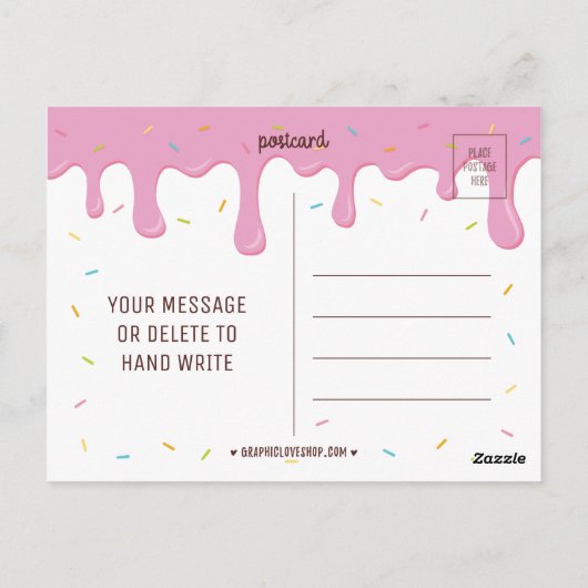 カラフル振りかけるドーナツ ポストカード (裏面)