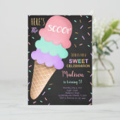 カラフル振りかけるブラックアイスクリーム招待状 招待状 (スタンド正面)
