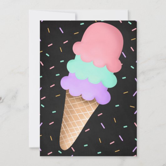 カラフル振りかけるブラックアイスクリーム招待状 招待状 (裏面)