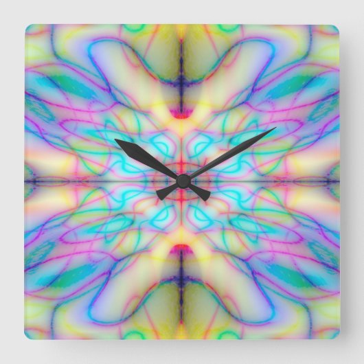 カラフル描型 スクエア壁時計 (正面)