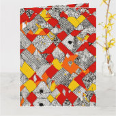 カラフル数々のつながり:ユニークカラーデザイン折り曲げ カード (黄色い花)