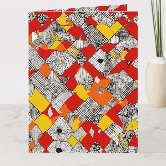 カラフル数々のつながり:ユニークカラーデザイン折り曲げ カード (正面)