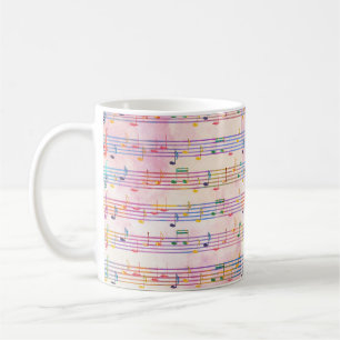 カラフル数々のカラー音符クラシック コーヒーマグカップ
