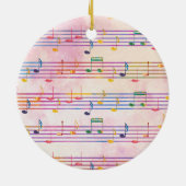 カラフル数々のカラー音符クラシック セラミックオーナメント (裏面)