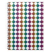 カラフル数々のダイヤモンドハーレキン市松模様に ノートブック (正面)