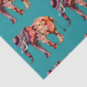 カラフル数々のティール（緑がかった色）上の象 薄葉紙 (詳細)