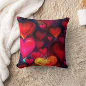 カラフル数々のハート クッション (ブランケット)