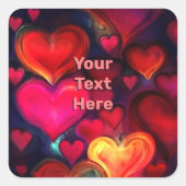 カラフル数々のハート スクエアシール (正面)