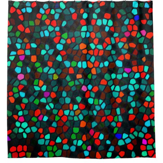 カラフル数々の模様 シャワーカーテン (正面)