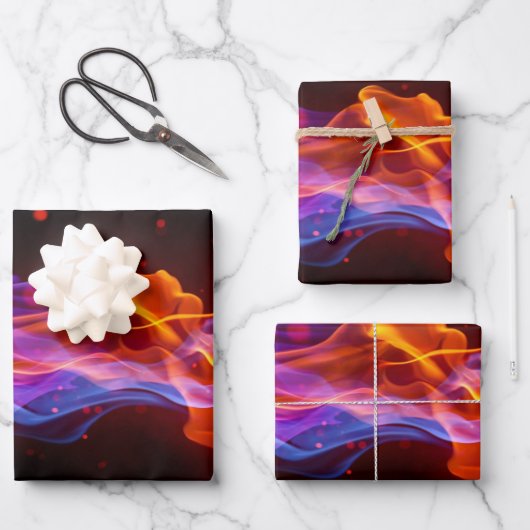 カラフル数々の炎 ラッピングペーパーシート (正面)