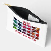 カラフル数々の色の水色パレ絵を描ット アクセサリーポーチ (見開き)