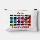 カラフル数々の色の水色パレ絵を描ット アクセサリーポーチ (正面)
