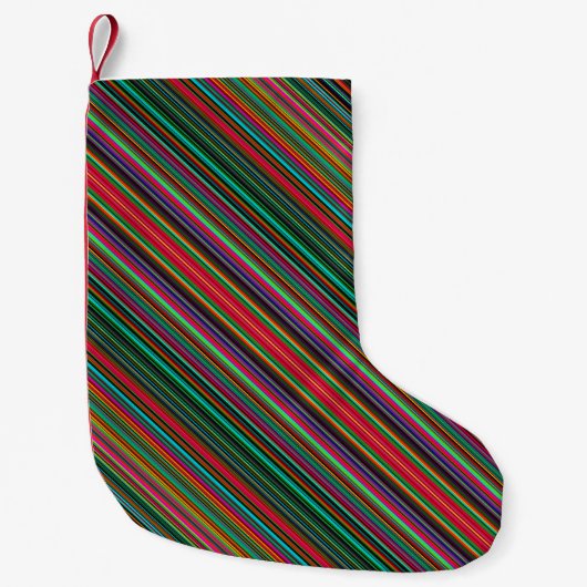 カラフル数々の色ストライプの柄 スモールクリスマスストッキング (正面)