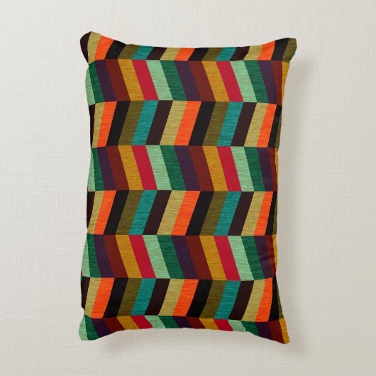 カラフル数々の色ヘリンボーンスタイル模様 アクセントクッション (裏面(縦))