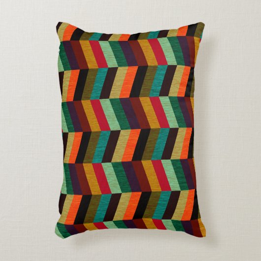 カラフル数々の色ヘリンボーンスタイル模様 アクセントクッション (正面(垂直))