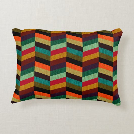 カラフル数々の色ヘリンボーンスタイル模様 アクセントクッション (裏面)