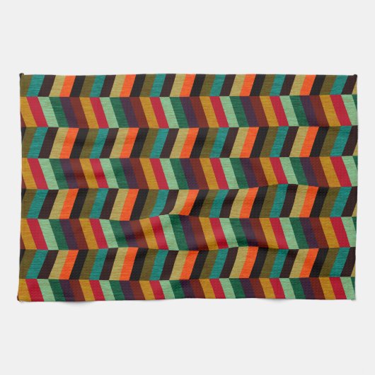 カラフル数々の輪の模様 キッチンタオル (横)