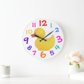 カラフル数時計を持つゴム製アヒル ラージ壁時計 (ホーム)