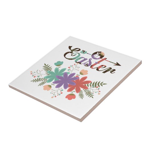 カラフル文字と花 タイル (側面)