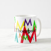 カラフル文字のイニシャルパターンを作成 コーヒーマグカップ (正面右)
