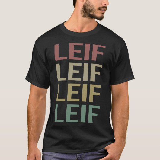 カラフル文字アート – Leif名 Tシャツ (正面)