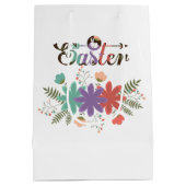 カラフル文字イースターとカラフル花 ミディアムペーパーバッグ (裏面)