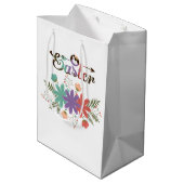 カラフル文字イースターとカラフル花 ミディアムペーパーバッグ (裏面アングル)