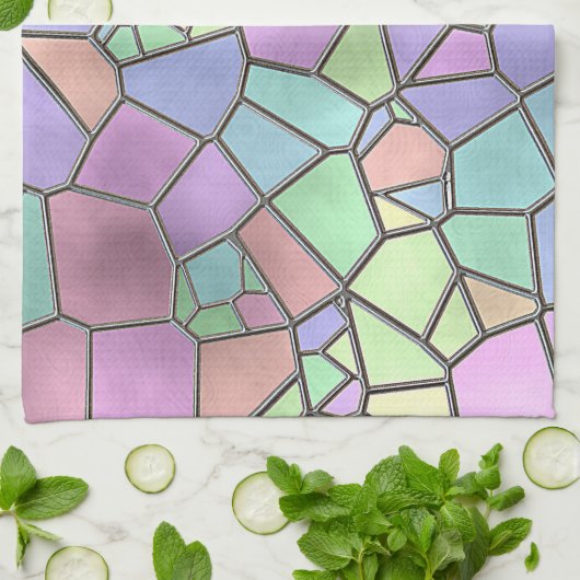 カラフル新しいデコステンドグラス模様 キッチンタオル (折り畳み)