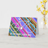 「カラフル新しいバイクが欲しいな…」 バースデー カード (黄色い花)