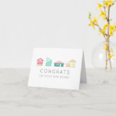 カラフル新しいホームでのミニマルおめでとう カード (黄色い花)