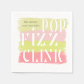 カラフル新モダン年パーティーモノグラム紙 スタンダードカクテルナプキン (正面)