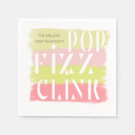 カラフル新モダン年パーティーモノグラム紙 スタンダードカクテルナプキン