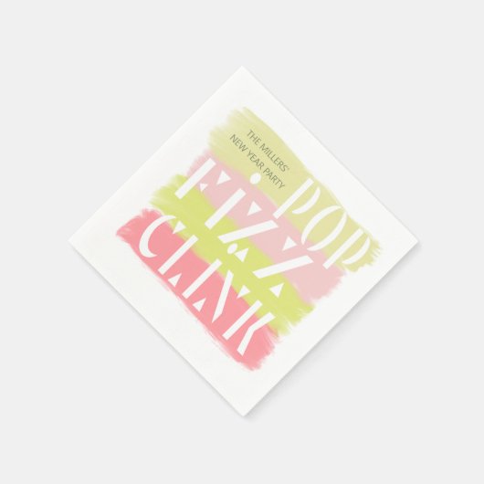 カラフル新モダン年パーティーモノグラム紙 スタンダードカクテルナプキン (角)