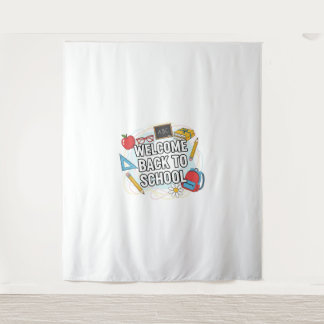 カラフル新学期イラストレーション タペストリー