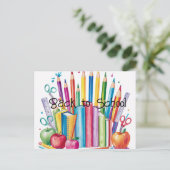 カラフル新学期用品はがき ポストカード (スタンド正面)