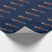 カラフル旅行主題飛行機 ラッピングペーパー (角)