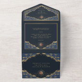 カラフル日と月のエレガントタロットカー結婚ド オールインワン招待状 (外側)