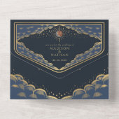 カラフル日と月のエレガントタロットカー結婚ド オールインワン招待状 (裏面)