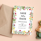 カラフル日エレガント付を除くワイルドフラワーの結婚式 招待状