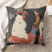 カラフル日本の女性ヴィンテージ絵画 クッション (ブランケット)