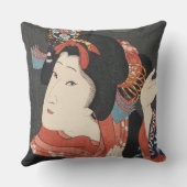 カラフル日本の女性ヴィンテージ絵画 クッション (裏面)