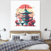 カラフル日本建造物アート キャンバスプリント (インサイチュ (寝室))