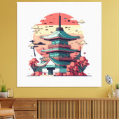 カラフル日本建造物アート キャンバスプリント (インサイチュ (リビング))