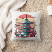 カラフル日本建造物アート クッション (ブランケット)