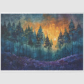 カラフル日没の水彩林の切り離し 薄葉紙 (正面)
