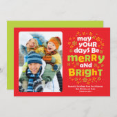 カラフル明るいメリーと明るいクリスマスの写真 シーズンカード (正面/裏面)