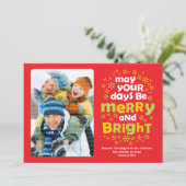 カラフル明るいメリーと明るいクリスマスの写真 シーズンカード (スタンド正面)